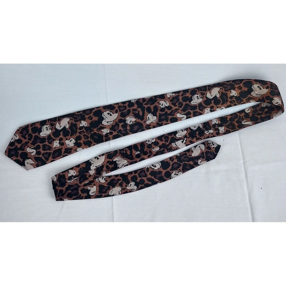 Rare Vintage Disney Mickey & Co. Mickey Mouse Animal Print Necktie